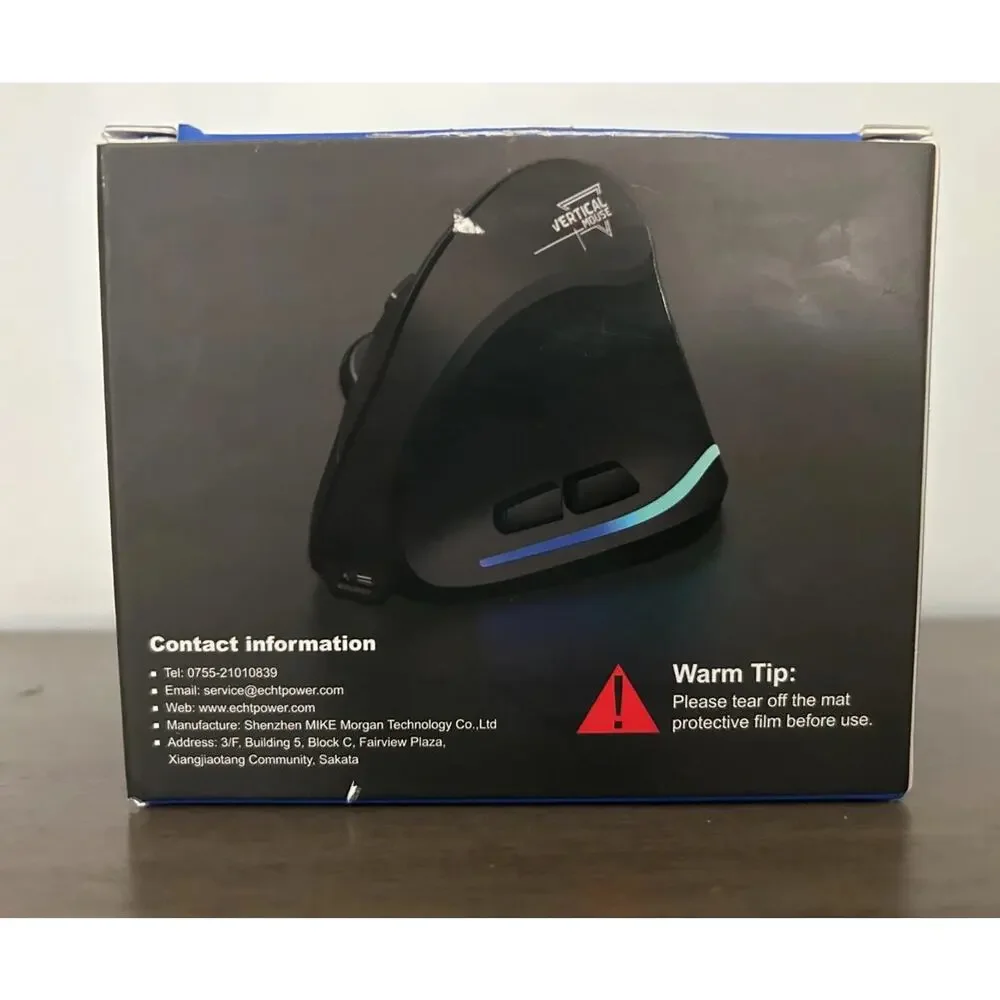 Vertical Ergonomic Wireless Right Handed Mouse, Wrist Relief, LED, Rechargeable